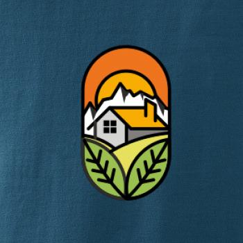 Chalupa pri západe slnka