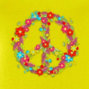 Peace symbol červené kvety