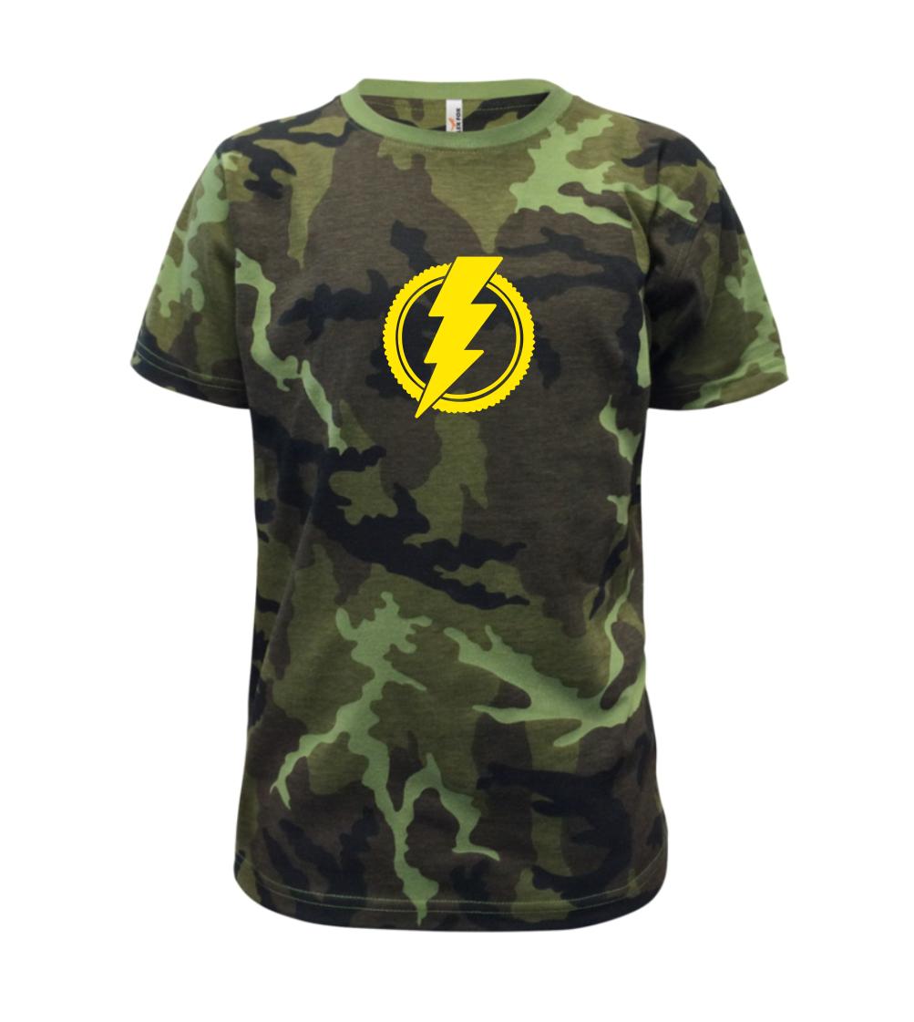 Tričko ako darček pre cyklistu - Ebike logo - Detské maskáčové tričko