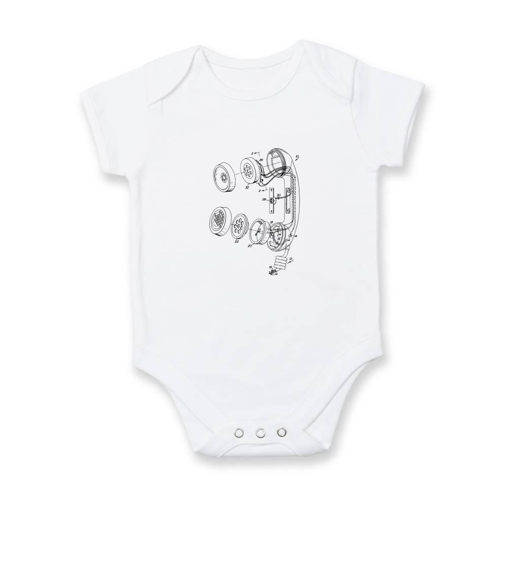 Vtipné tričká do práce - Nákres telefónne slúchadlo staré - Body dojčenské s krátkym rukávom