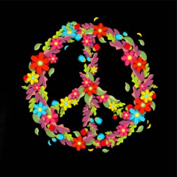 Peace symbol červené kvety Peace symbol červené kvety