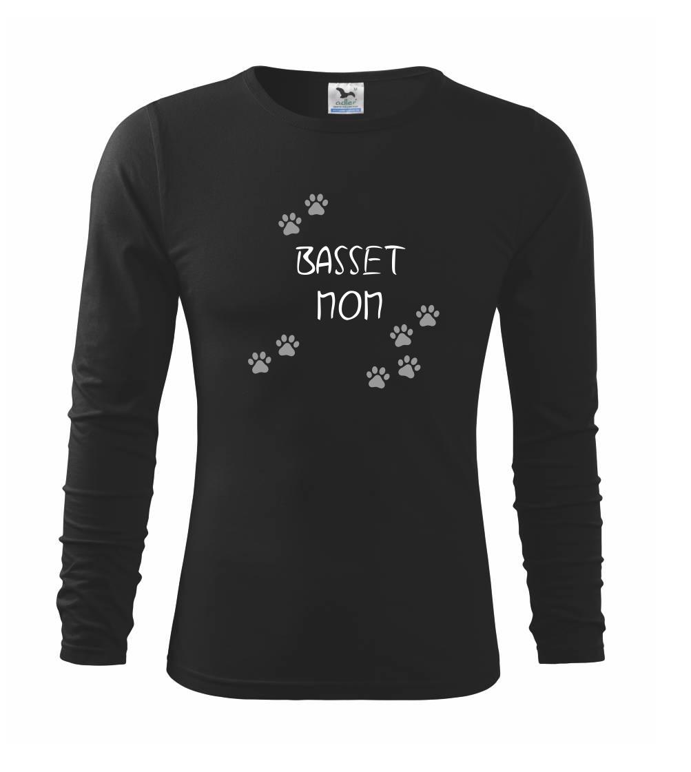 Baset na tričku - Basset mom (Reflexné labky) - Tričko detské Long Sleeve