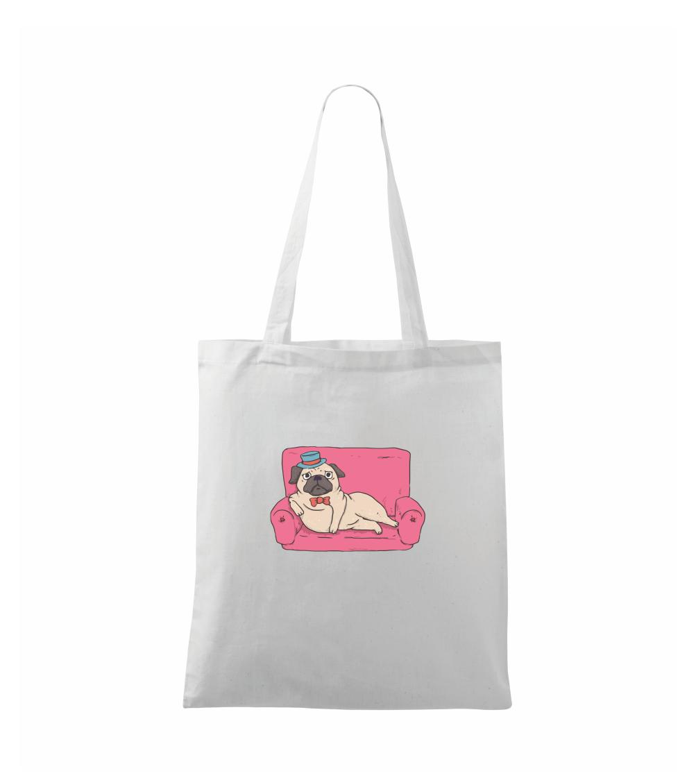 Mops na tričku - Mops na gauči - Taška bavlnená