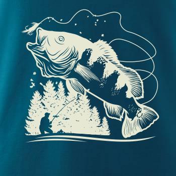 Rybár na brehu rybníka muškári