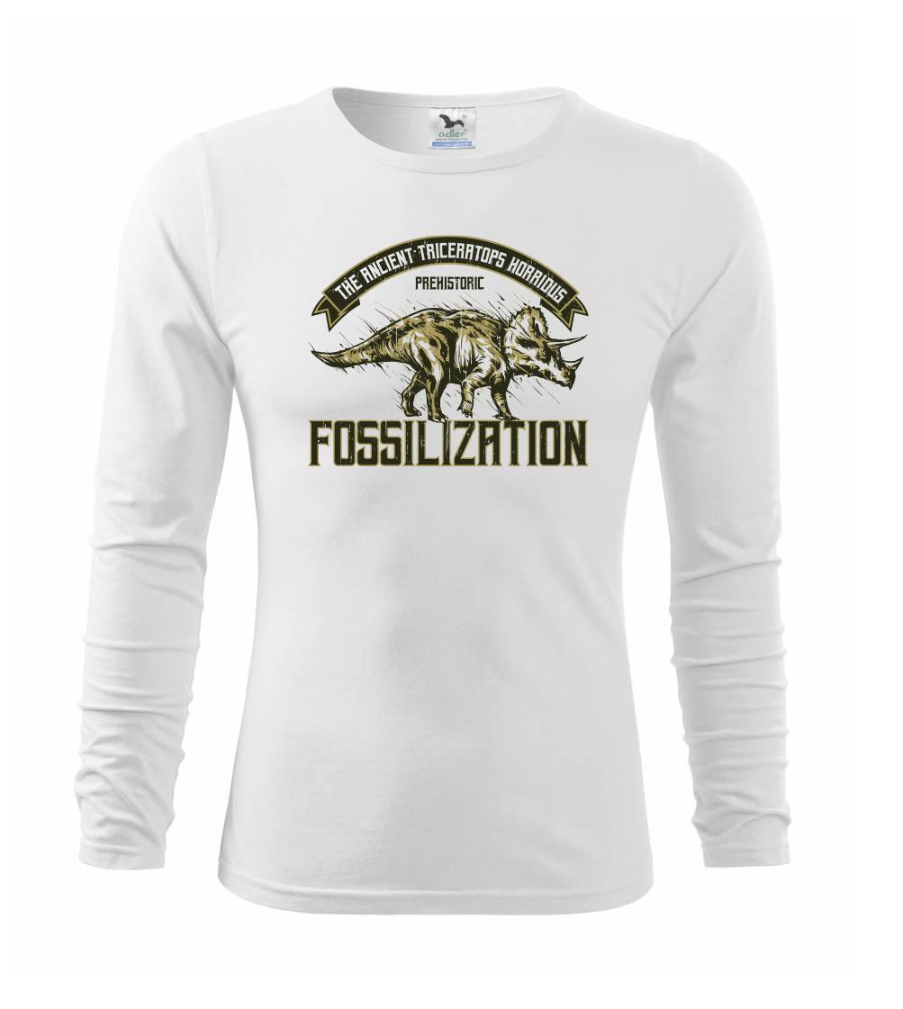 Tričká so zvieratami - Triceratops fossil - Tričko detské Long Sleeve