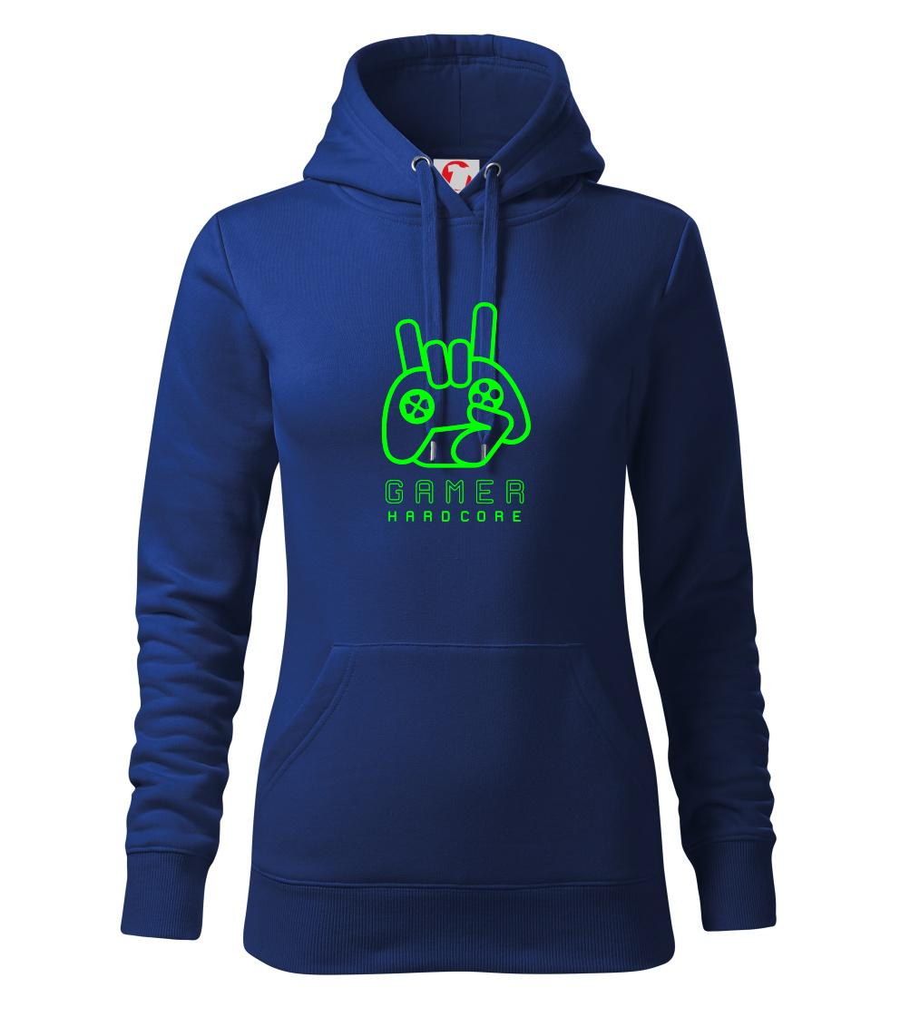Tričká pre ajťákov - Hardcore gamer - ruka - zelená - Mikina dámská Cape s kapucí