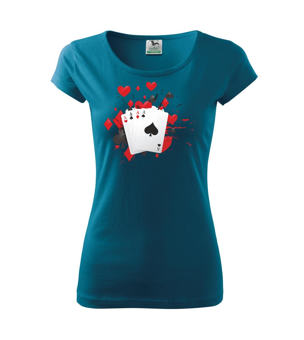 Poker tričká - Poker karty splash - Dámske tričko Pure