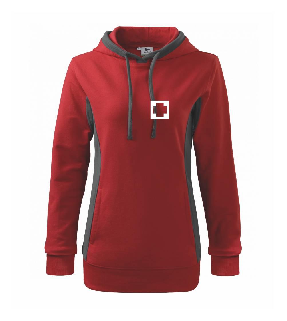 Tričká a mikiny pre záchranárov a lekárov - Kvalitné oblečenie pre zdravotníkov - Hranatý kríž - Rescue - Mikina dámska Kangaroo s kapucňou