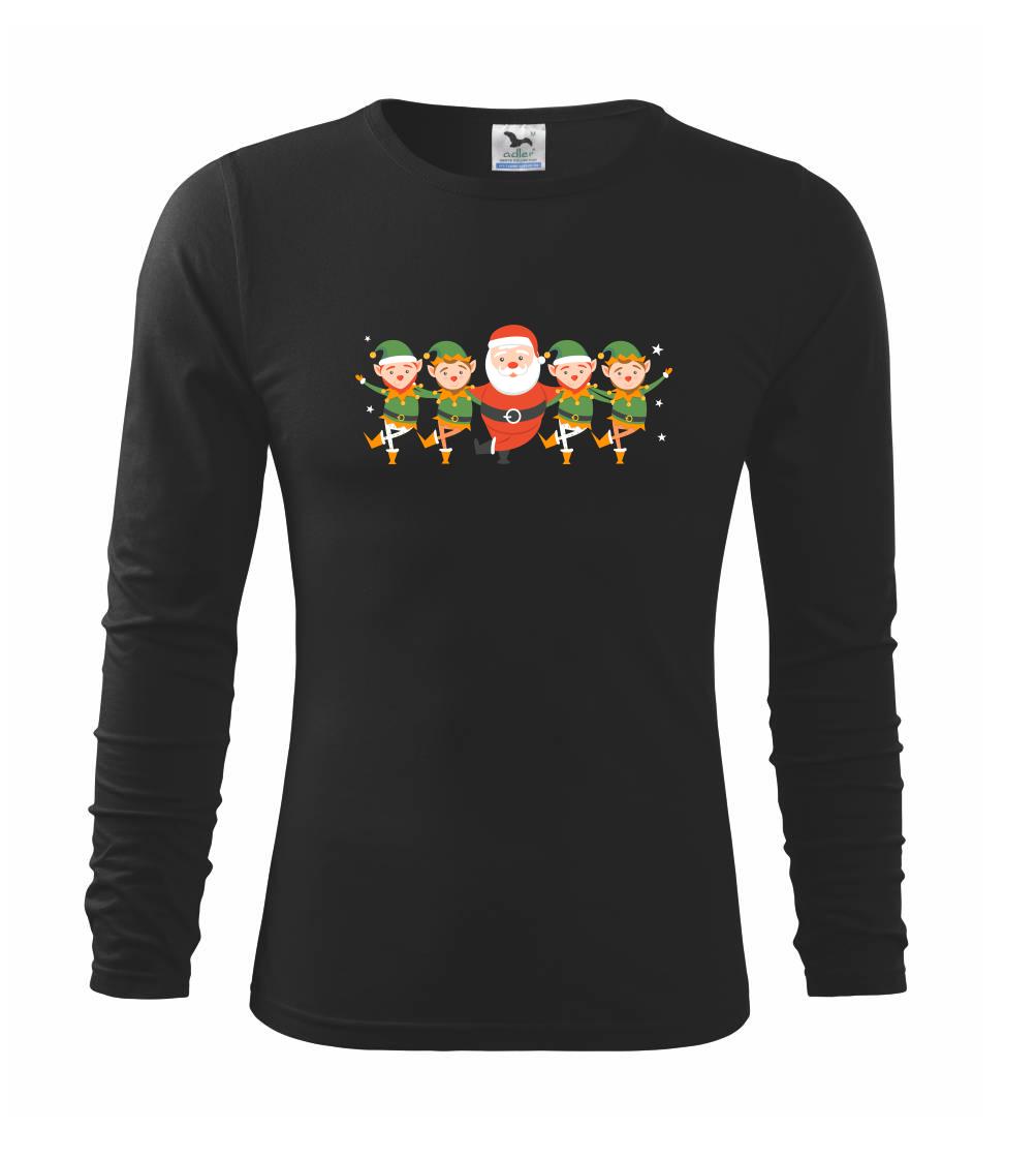 Vianočné tričká - Tancujúci Santa a štyri škriatkovia - Tričko detské Long Sleeve