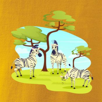 Zebry pod stromom