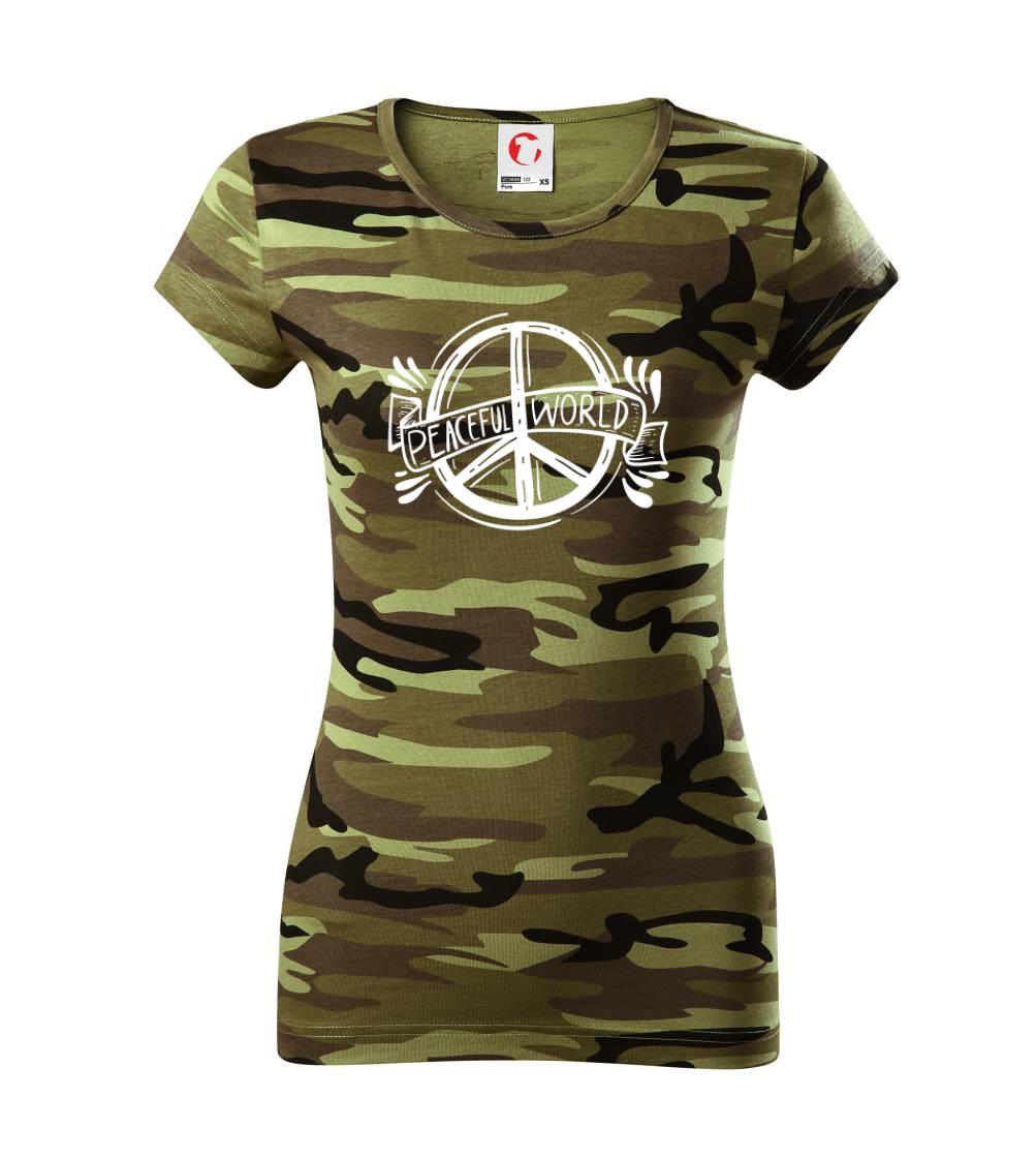 Grafické tričká - Peaceful world logo - Dámske maskáčové tričko