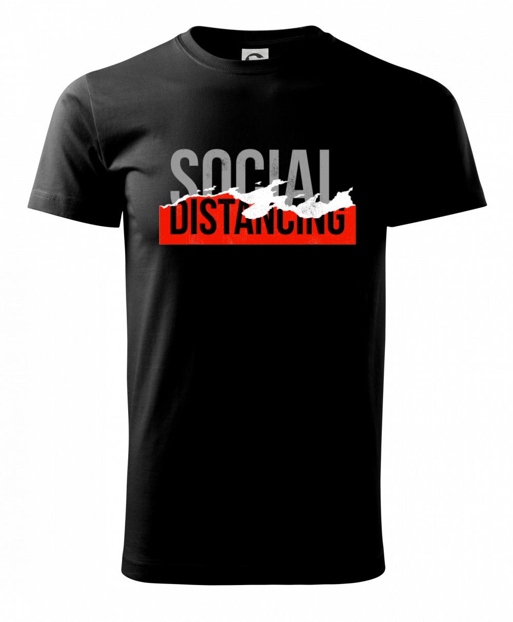 Corona social distancing nápis - Tričko extra veľké  (5-8XL)