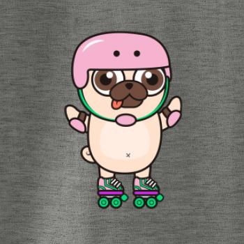 Mops a kolieskové korčule