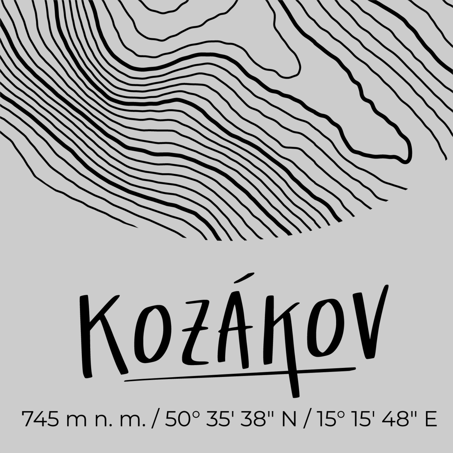 Kozákov - vrstevnice v kruhu