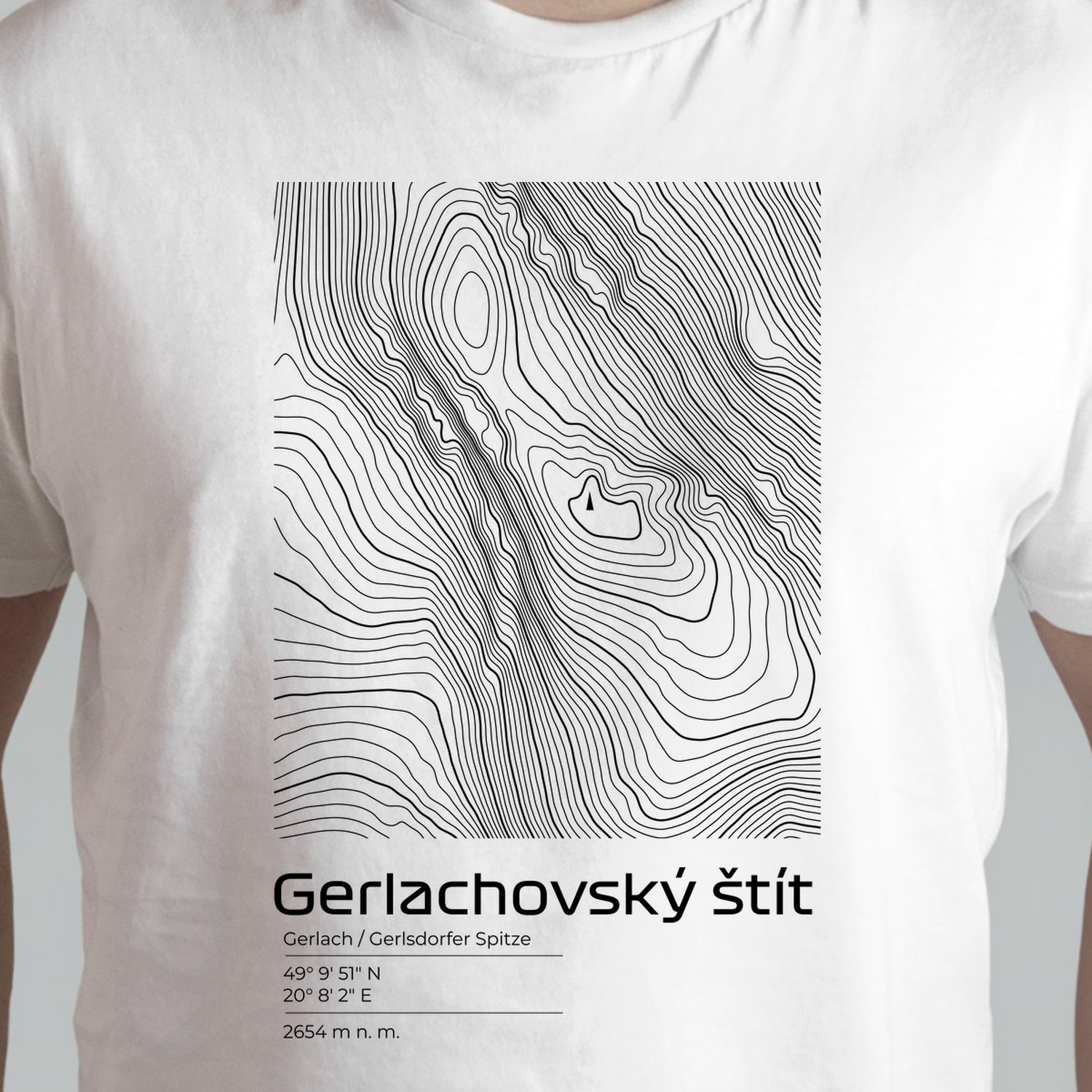 Gerlachovský štít - vrstevnice v obdĺžniku