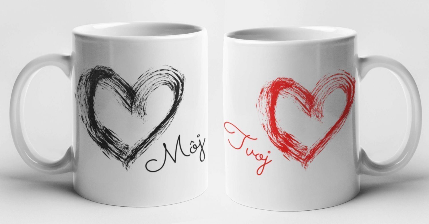 Valentínske a zamilované hrnčeky - Párové hrnčeky - Môj tvoj - 2 hrnčeky - Hrnček