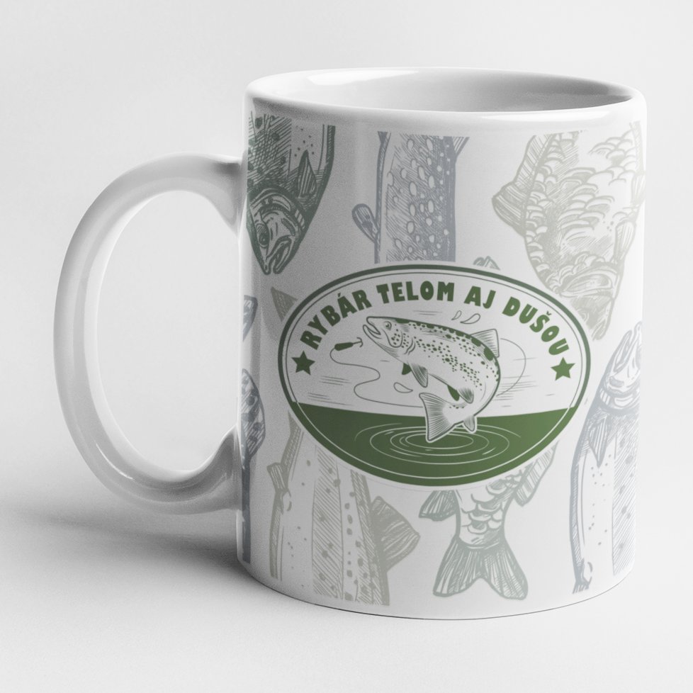 Tričká pre rybárov s potlačou - Hrnček - Rybár telom aj dušou SK - Hrnček