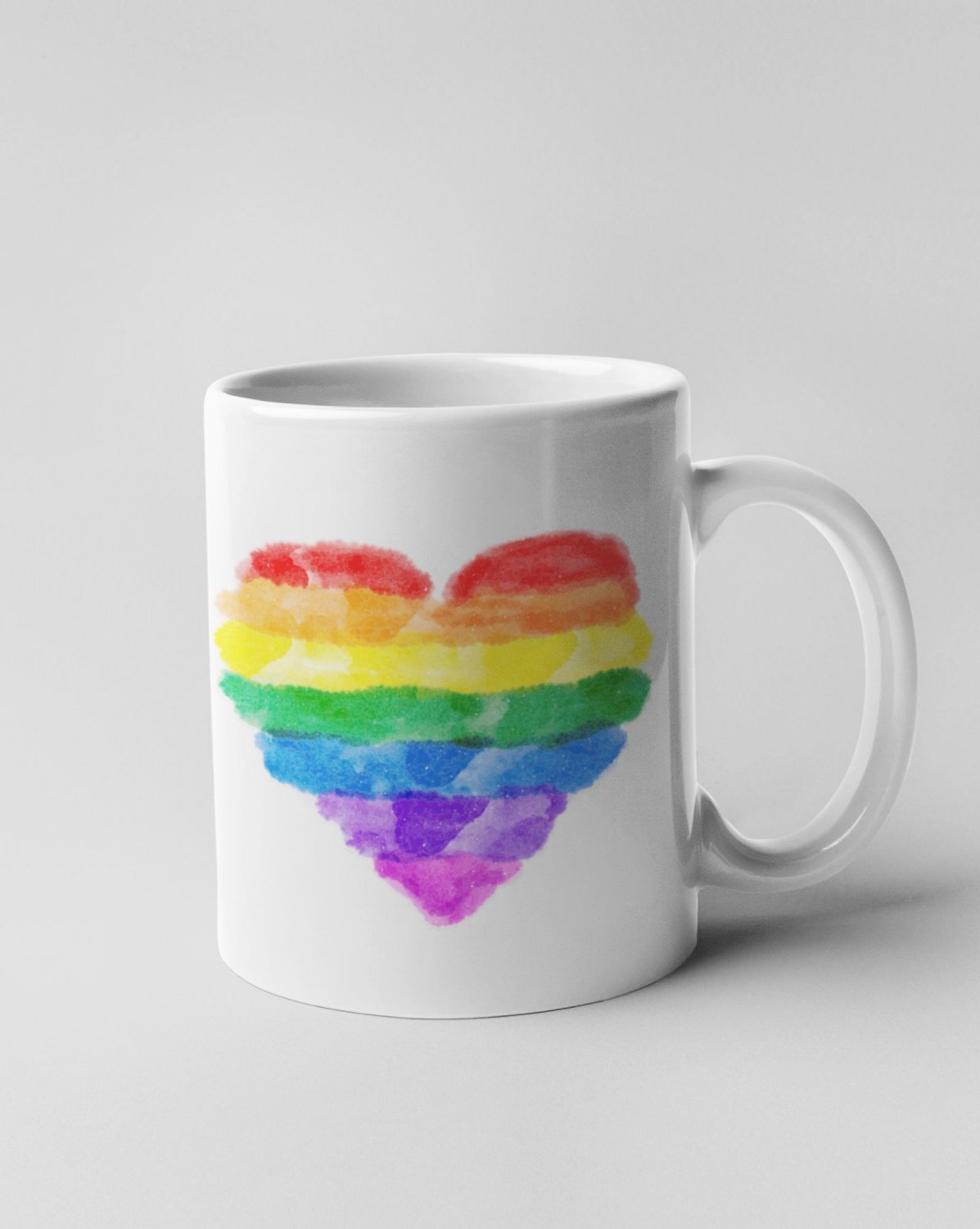 Tričká pre LGBT a Queer komunitu - Hrnček - LGBTQ srdce vodovej farby - Hrnček