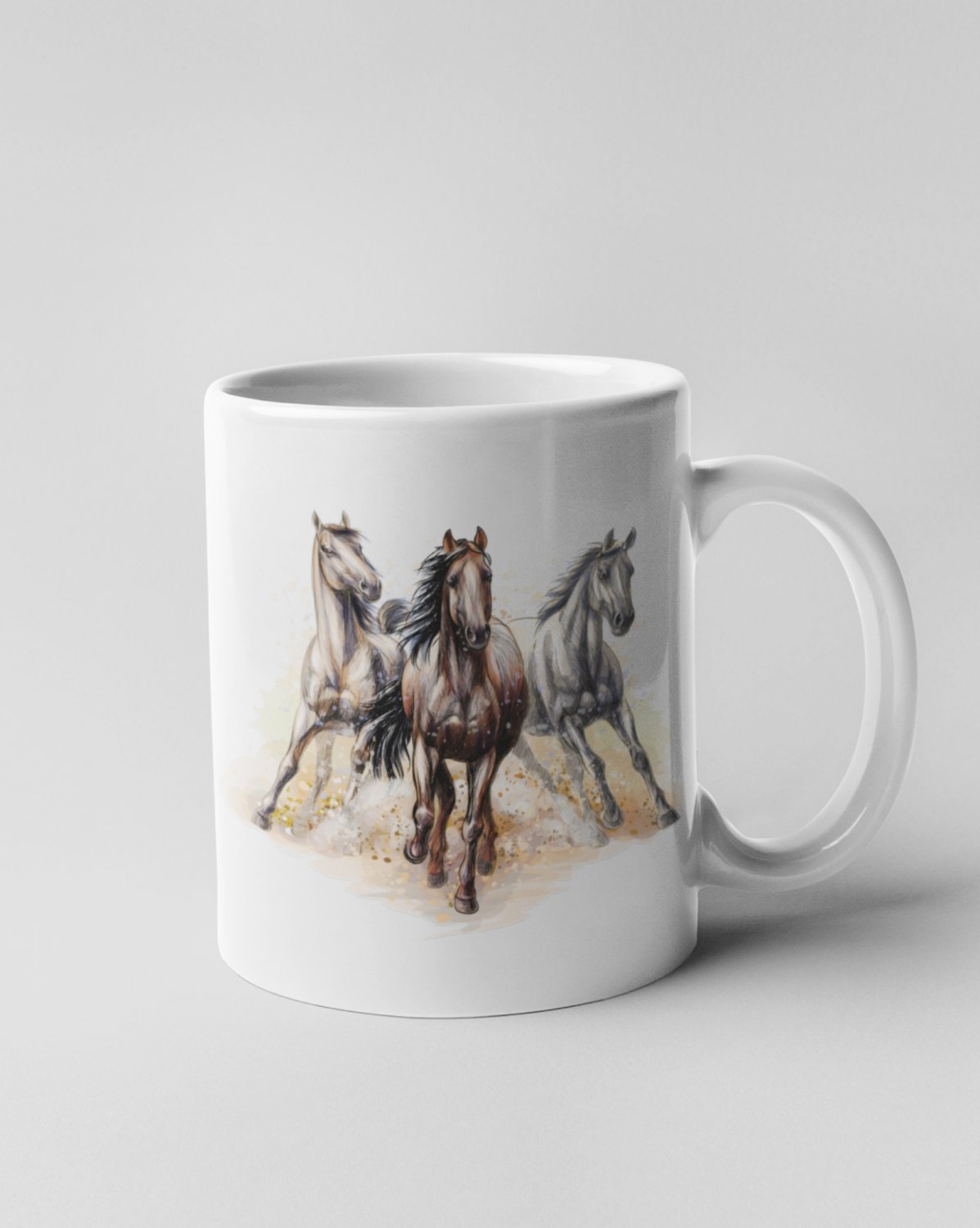 Tričká s koňmi - Hrnek - Tři běžící koně - Hrnček