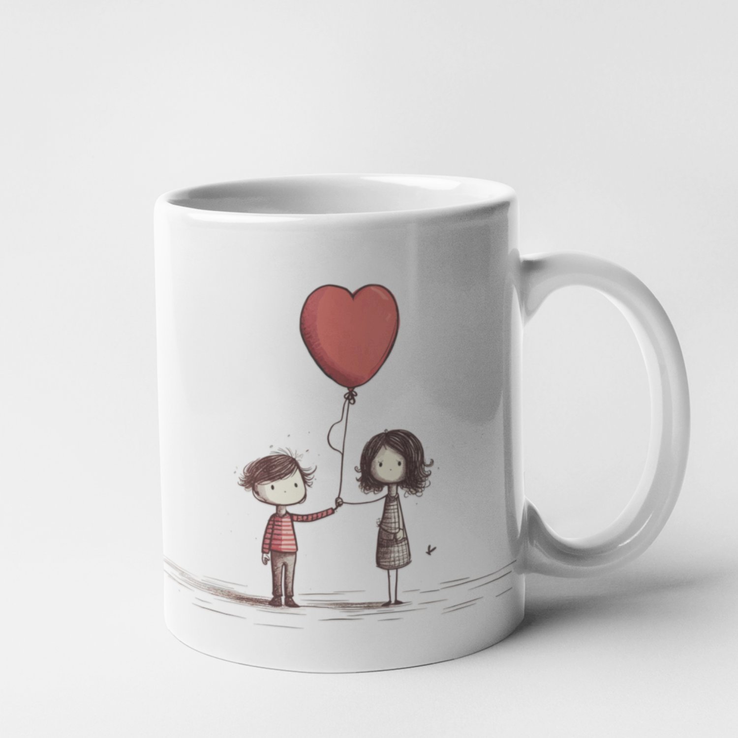Hrnčeky s potlačou - Hrnek - Valentýnský pár s balónkem - Hrnček