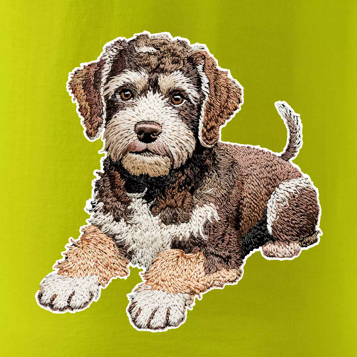 Lagotto romagnolo ležicí vyšívaný na prsu