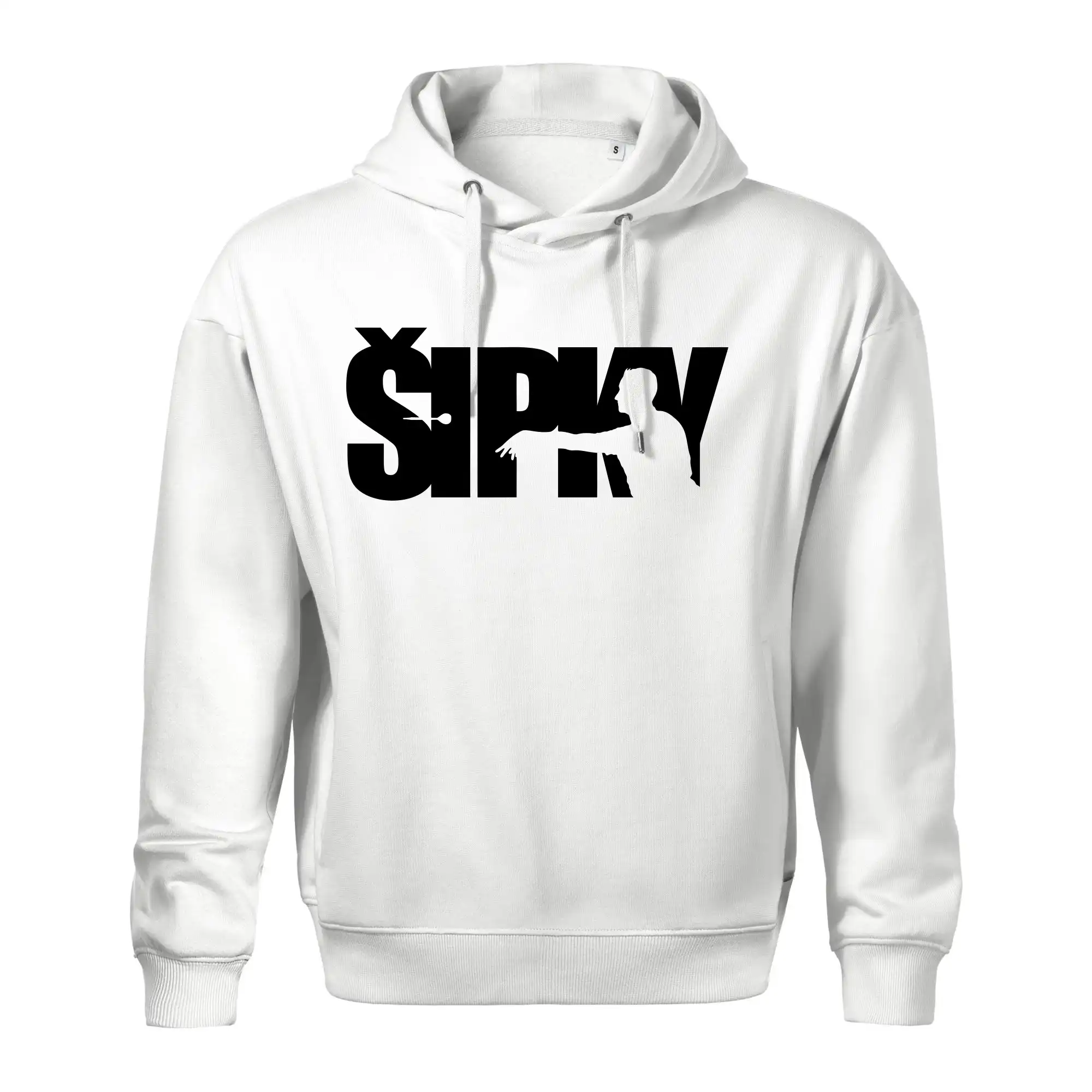 Šipky - nápis se šipkařem