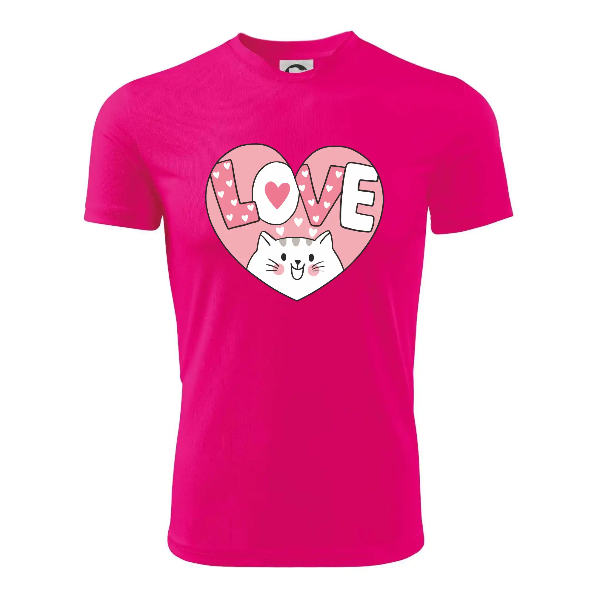 Kočka love - růžové srdce