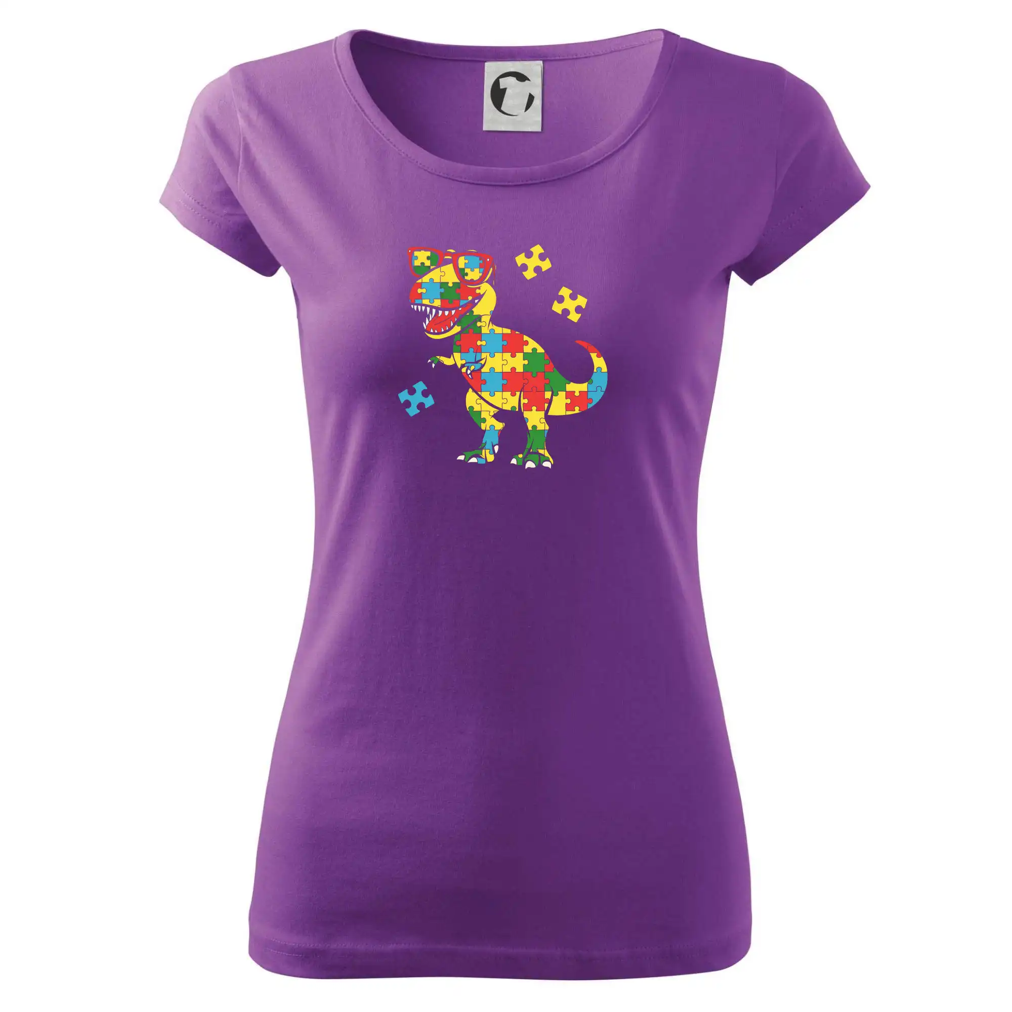 Tričká a mikiny pre autistov - Autizta dinosaurus puzzle - Dámske tričko Pure