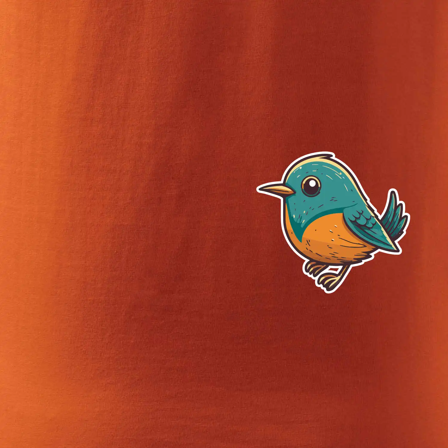 Ptáček kreslený na prsu