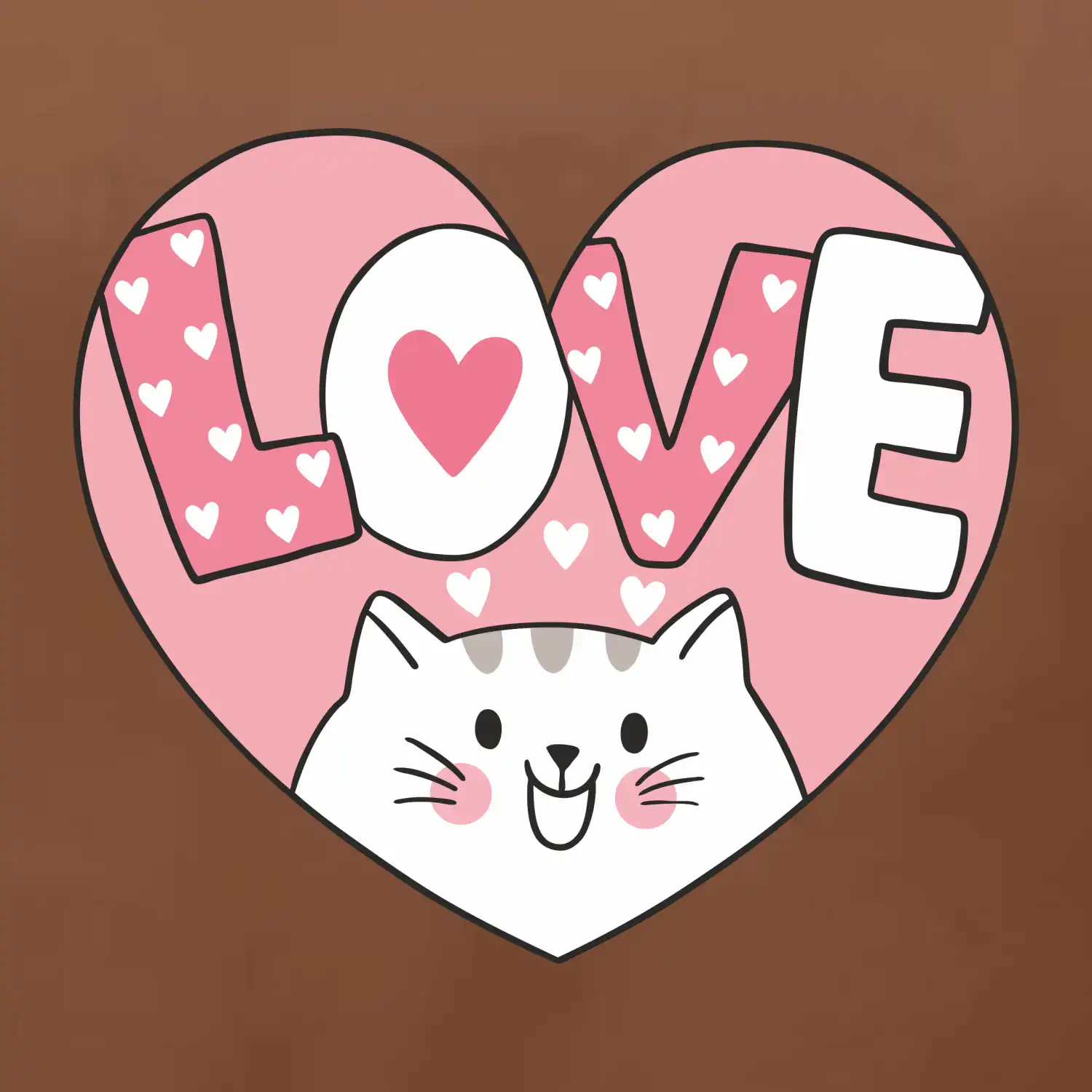 Kočka love - růžové srdce