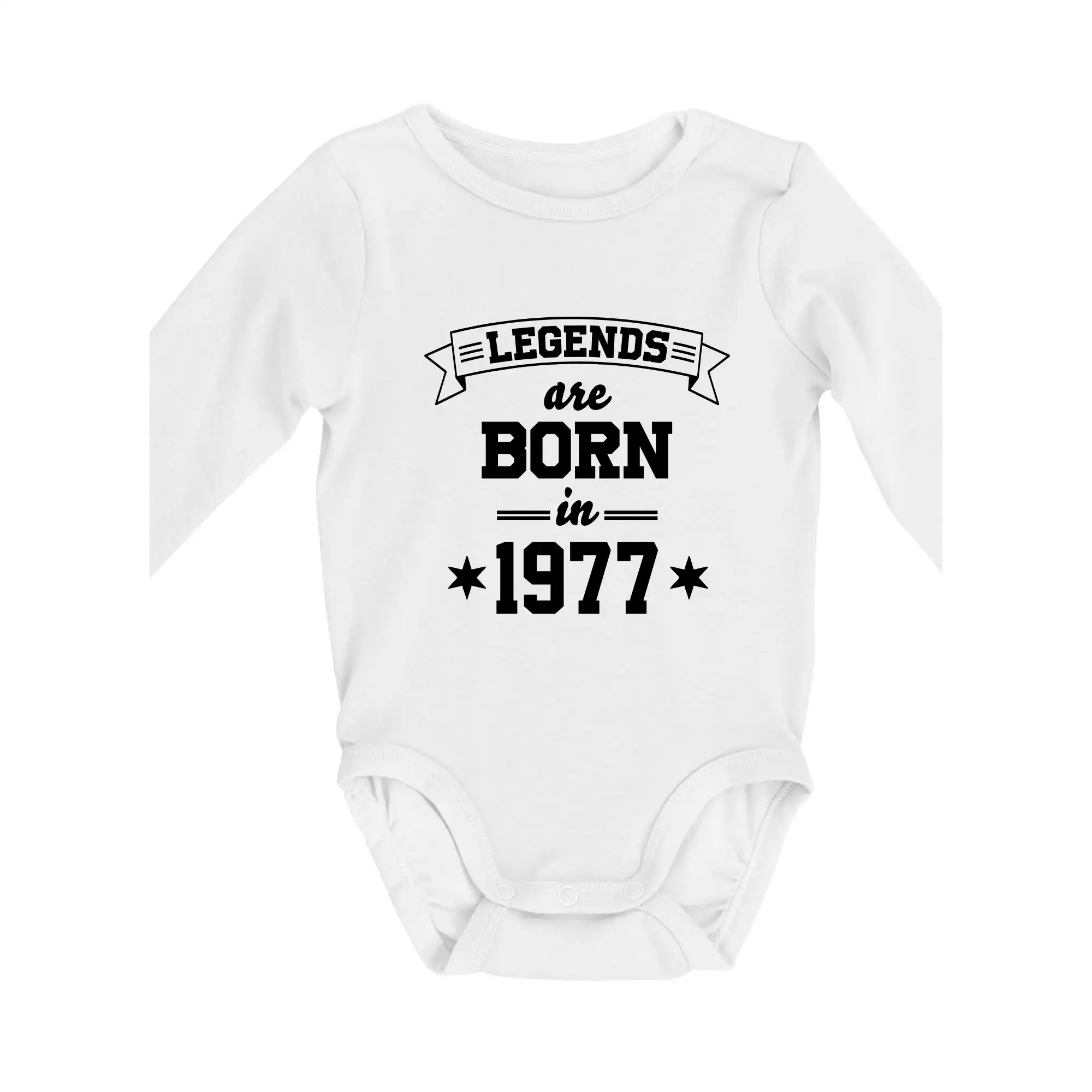 Trička s ročníkom 1977 - Legends are born in 1977 - Body dojčenské s dlhým rukávom