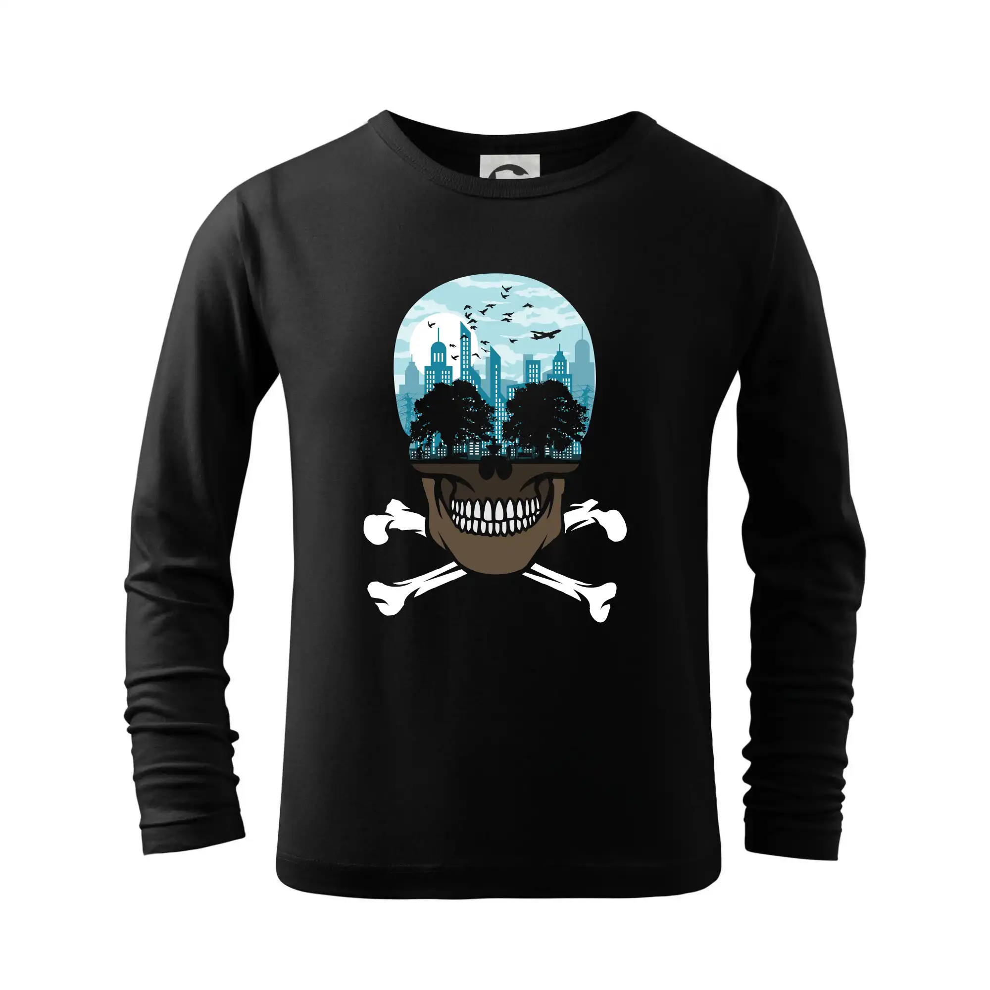 Grafické tričká - Death City skull - Tričko detské Long Sleeve