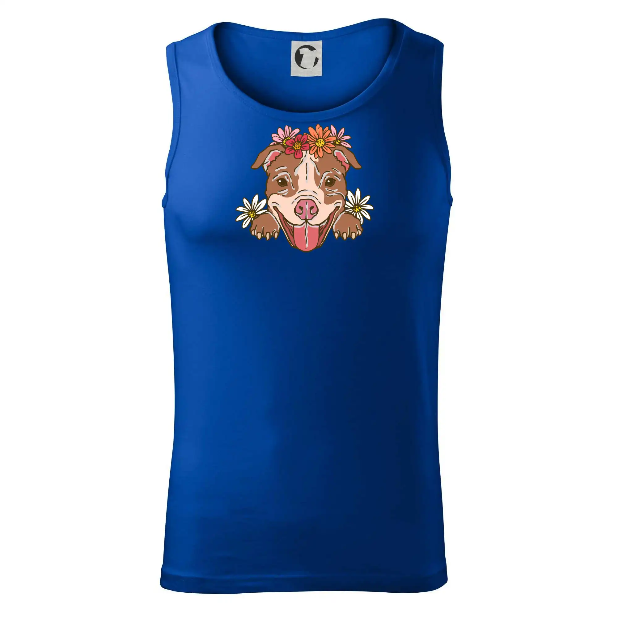 Americký stafordširský teriér hlava s květinami