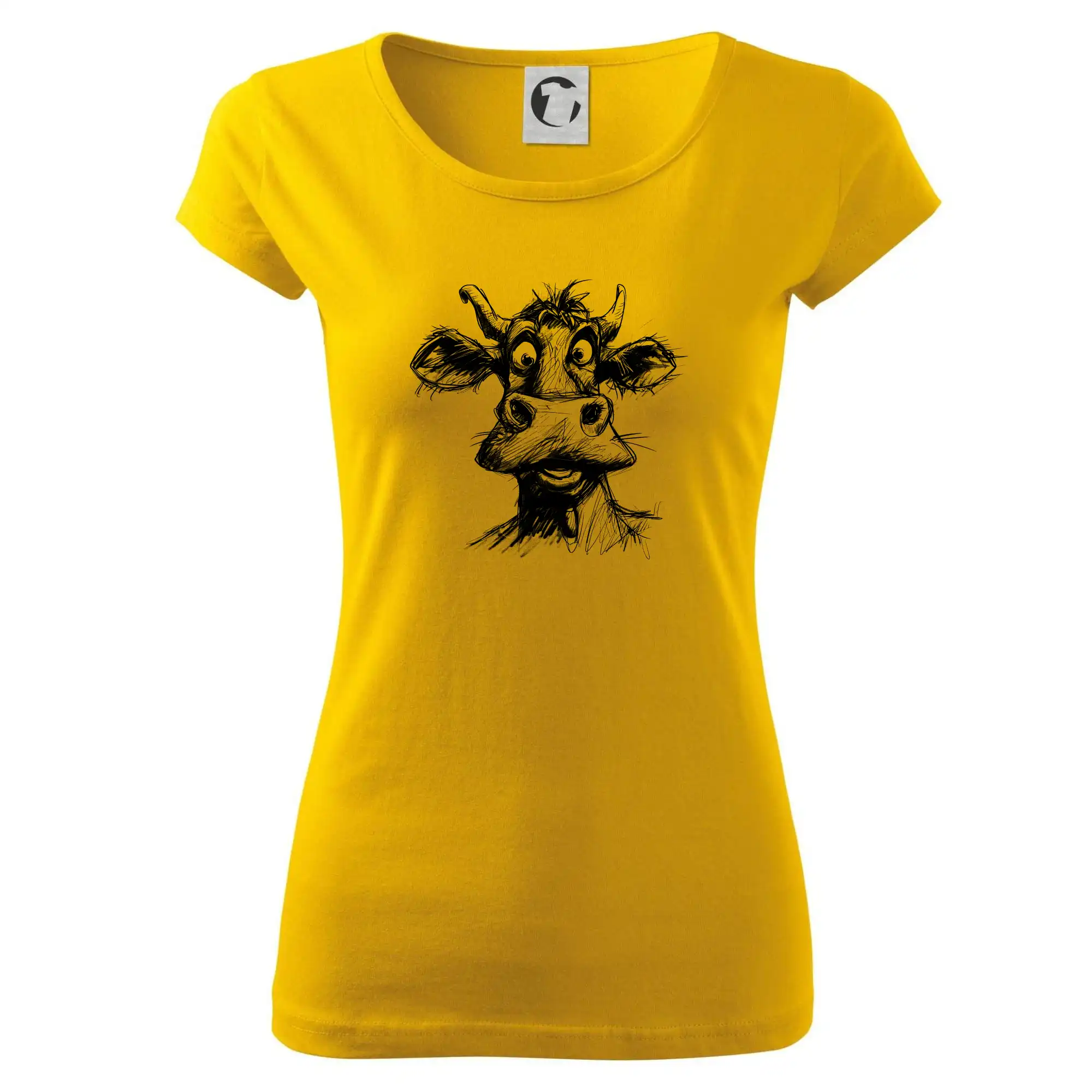 Černobílá karikatura světlá kráva hlava