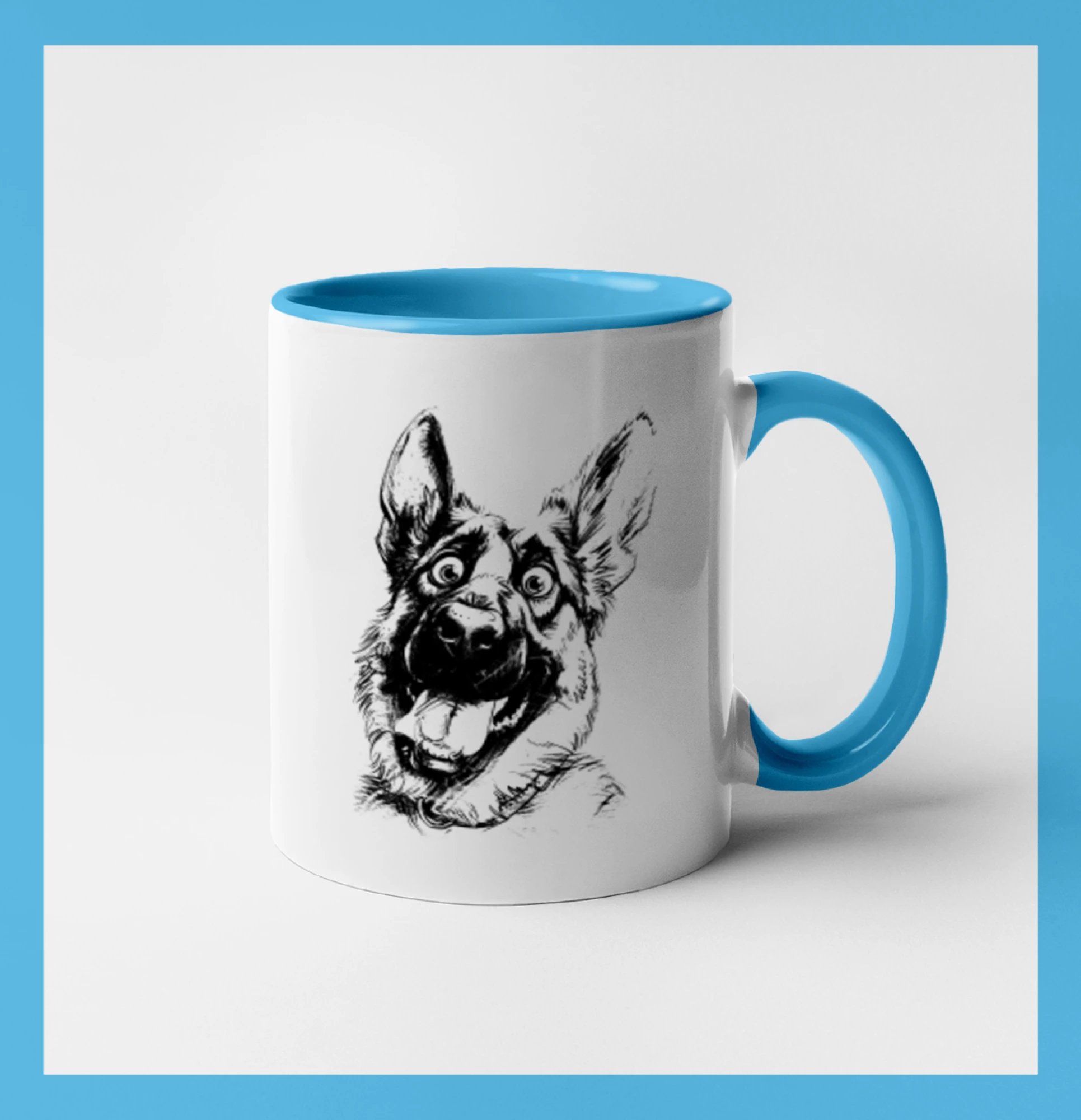 Černobílá karikatura Německý ovčák