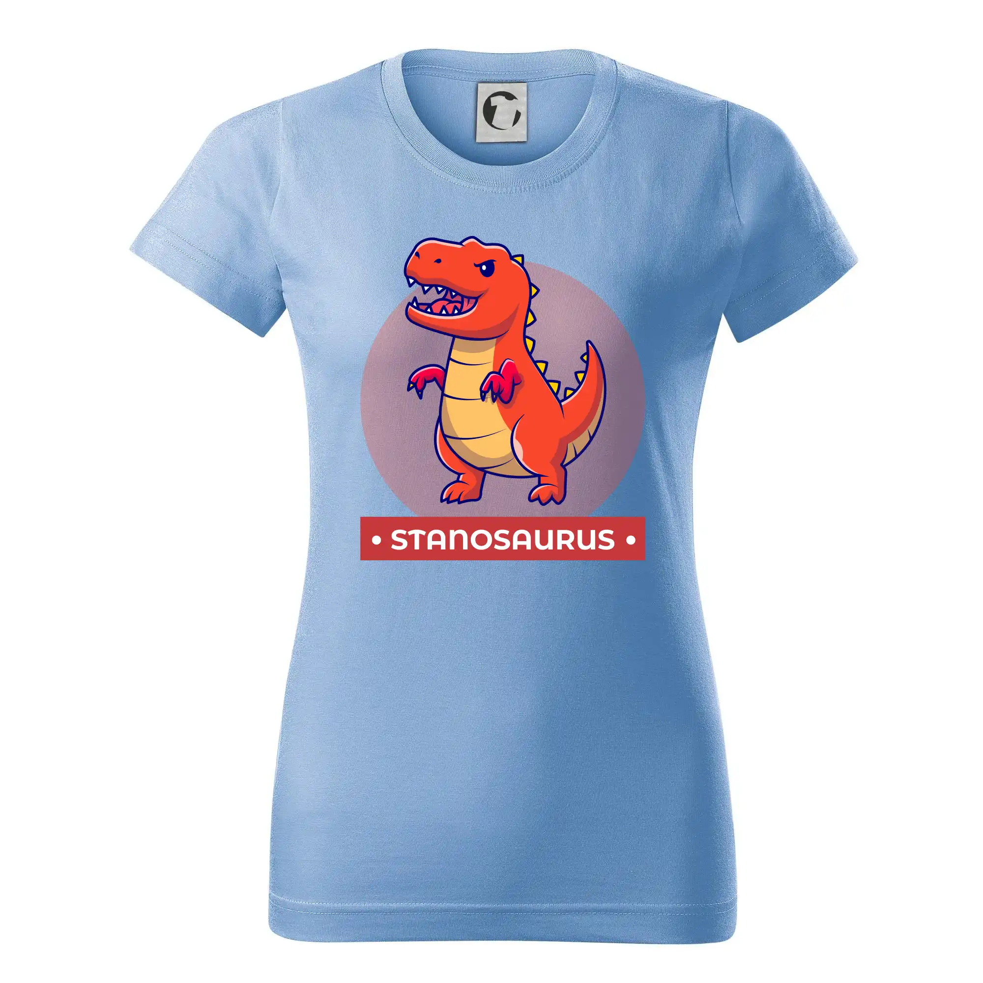 Detské tričká, mikiny a body s originálnymi potlačami | Veselé motívy pre chlapcov aj dievčatá - Dinosaurie mená - oranžový dinosaurus - Dámske tričko basic - ľahko voľnejšie a dlhšie