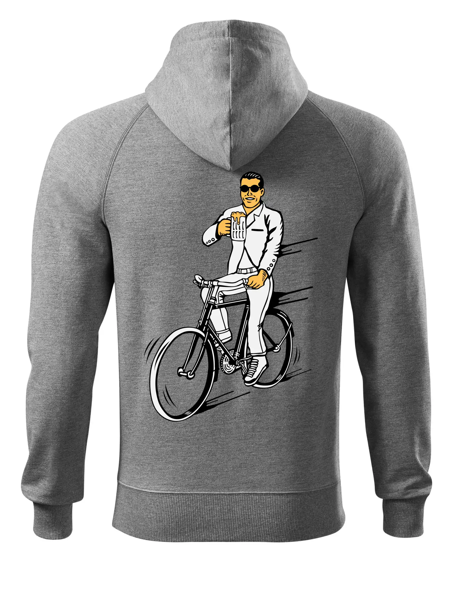 Gentleman na bicykli s pivom