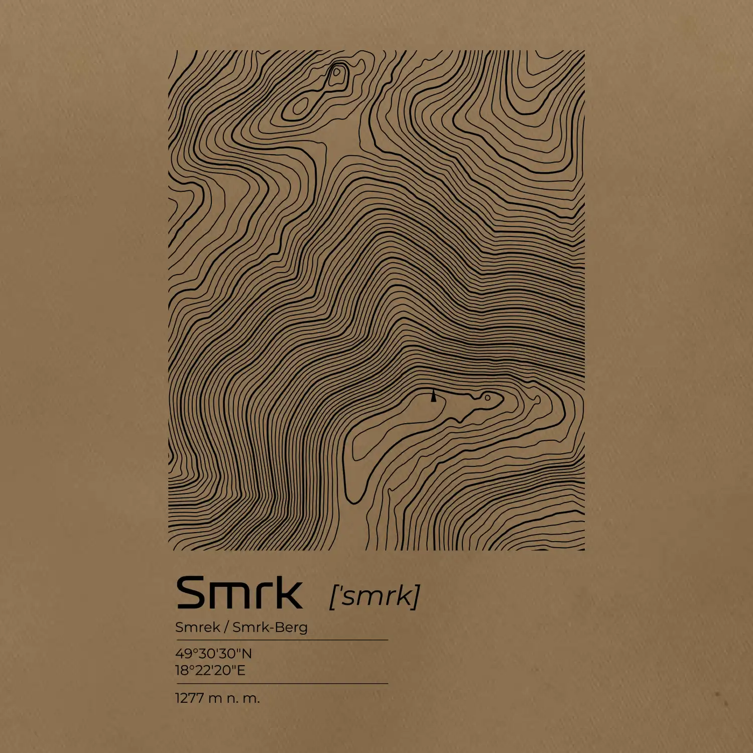 Smrk - vrstevnice v obdélníku