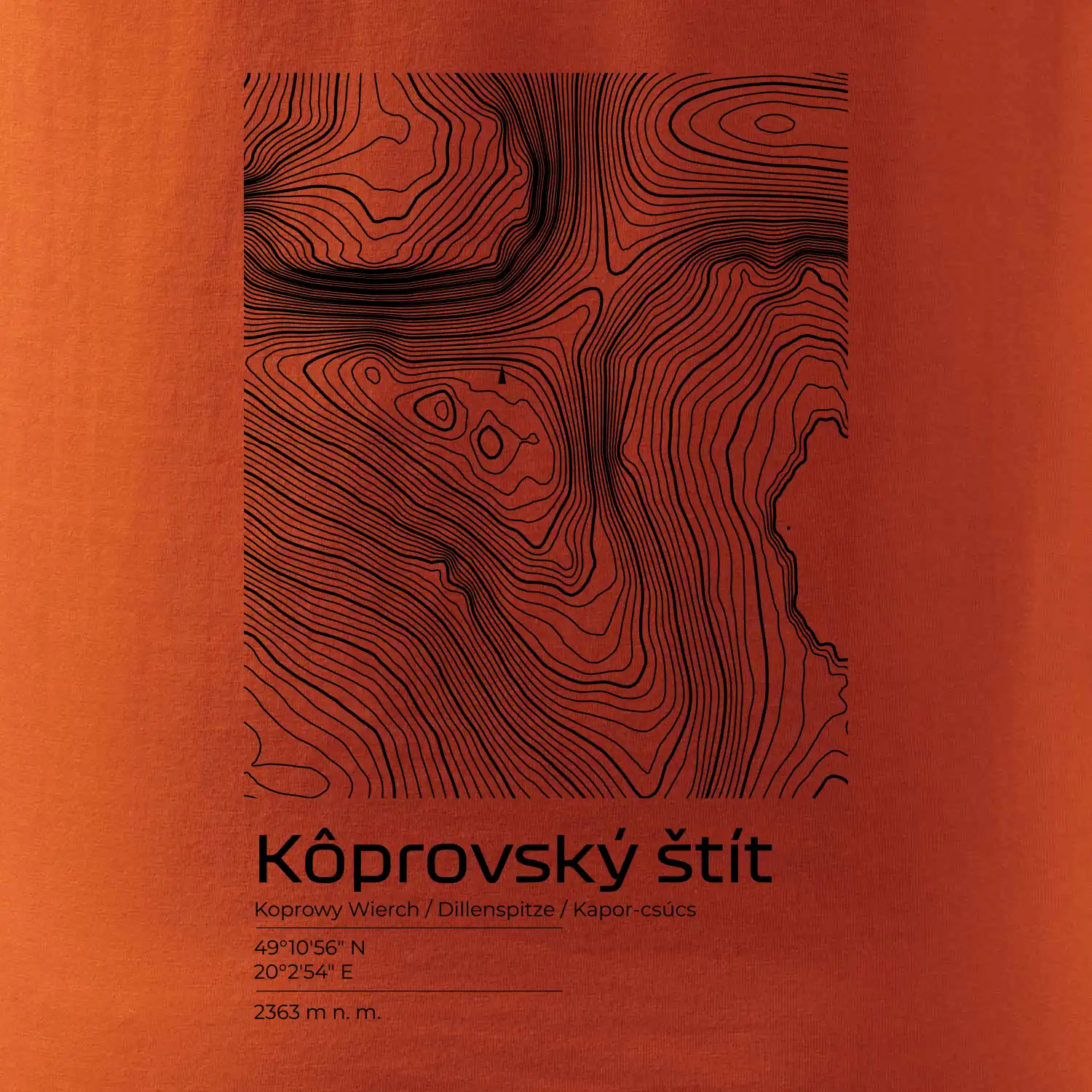 Kôprovský štít - vrstevnice v obdélníku