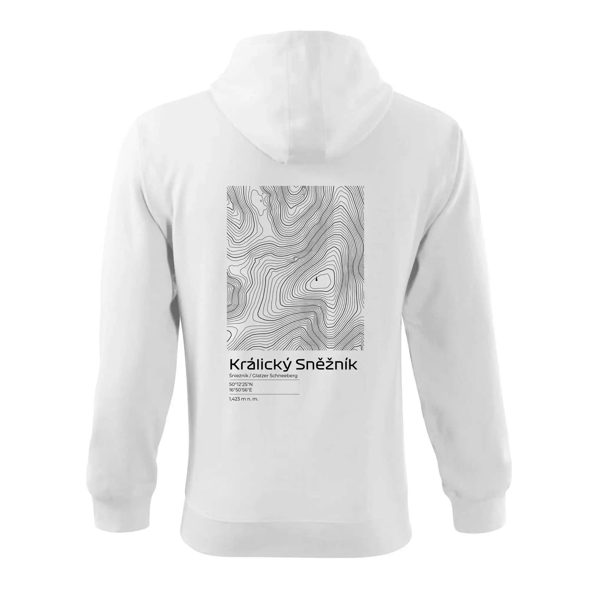 Králický Sněžník - vrstevnice v obdélníku