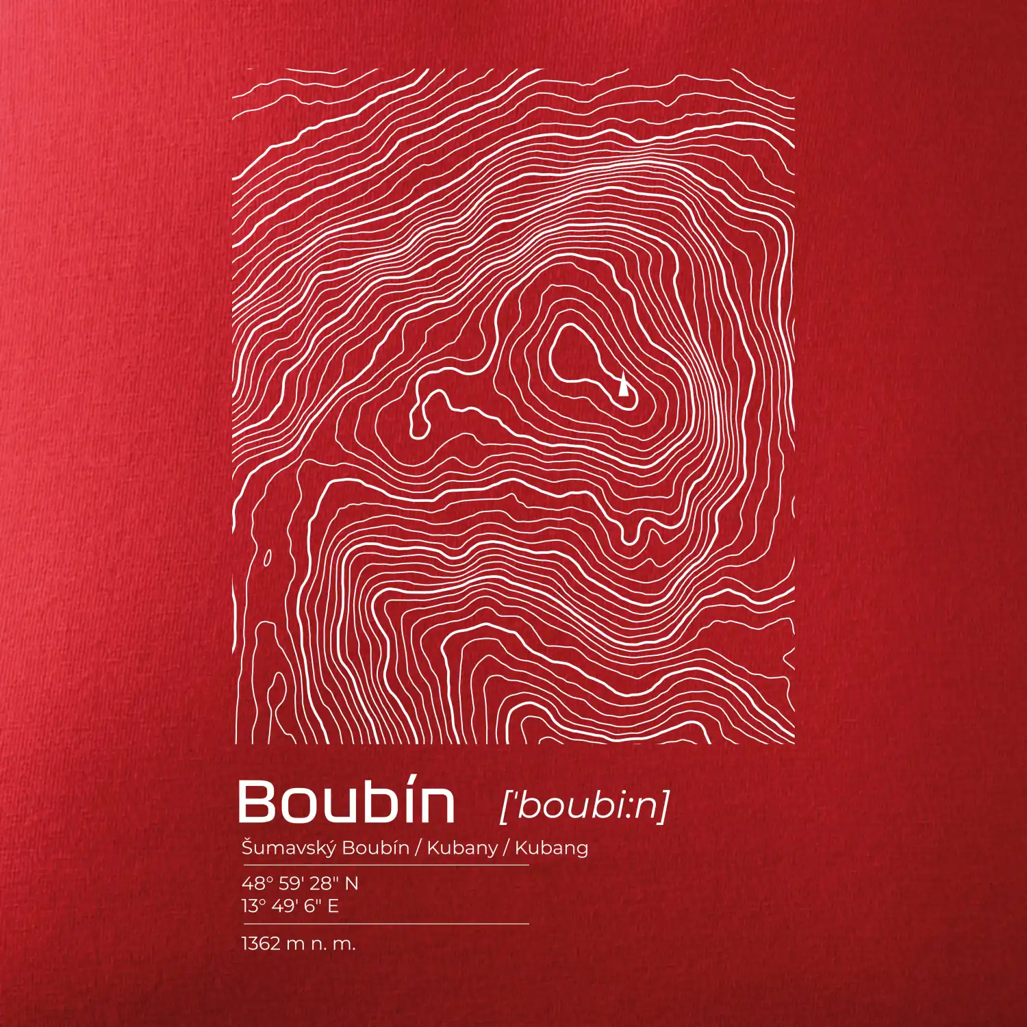 Boubín - vrstevnice v obdélníku