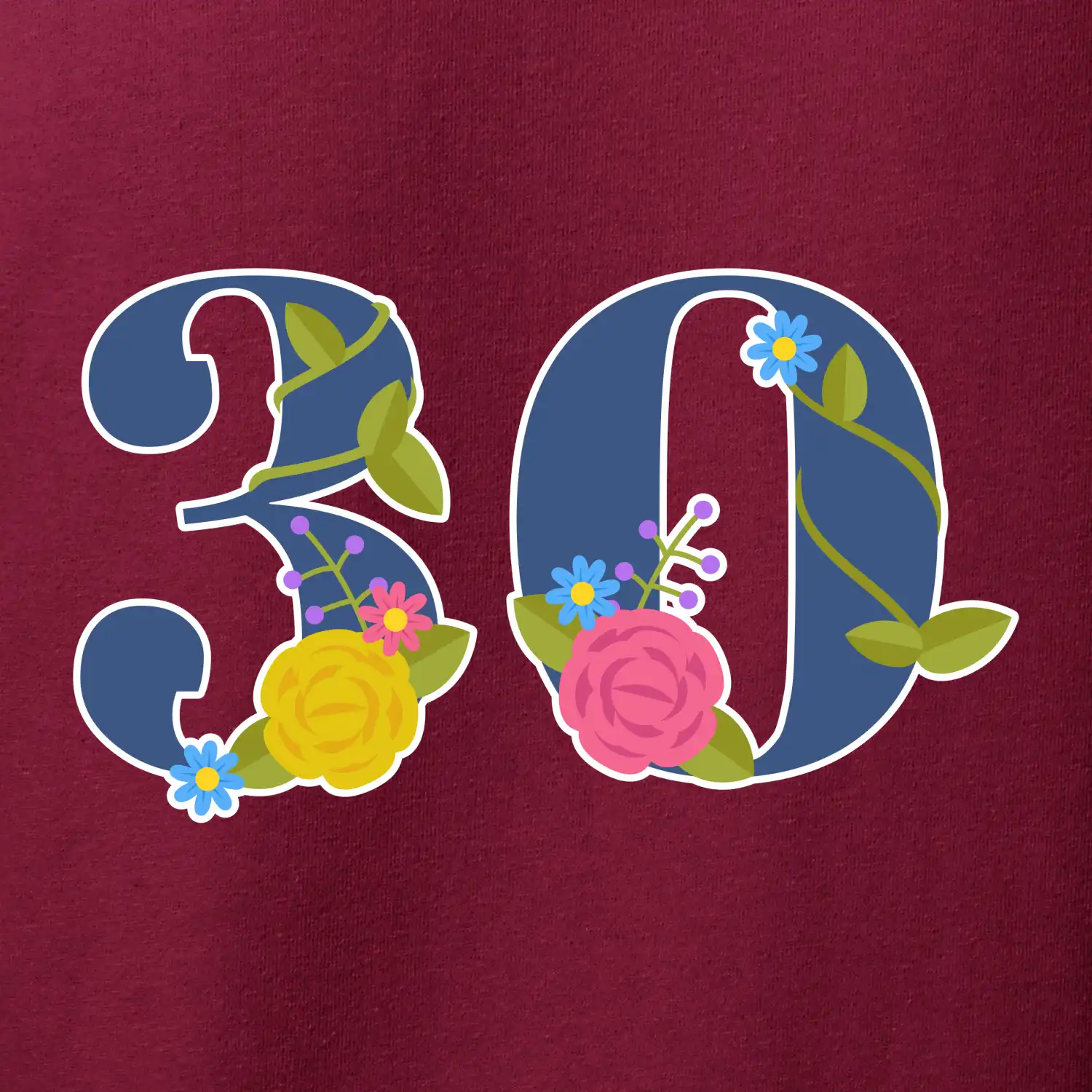 Květinové číslo kreslené - 30