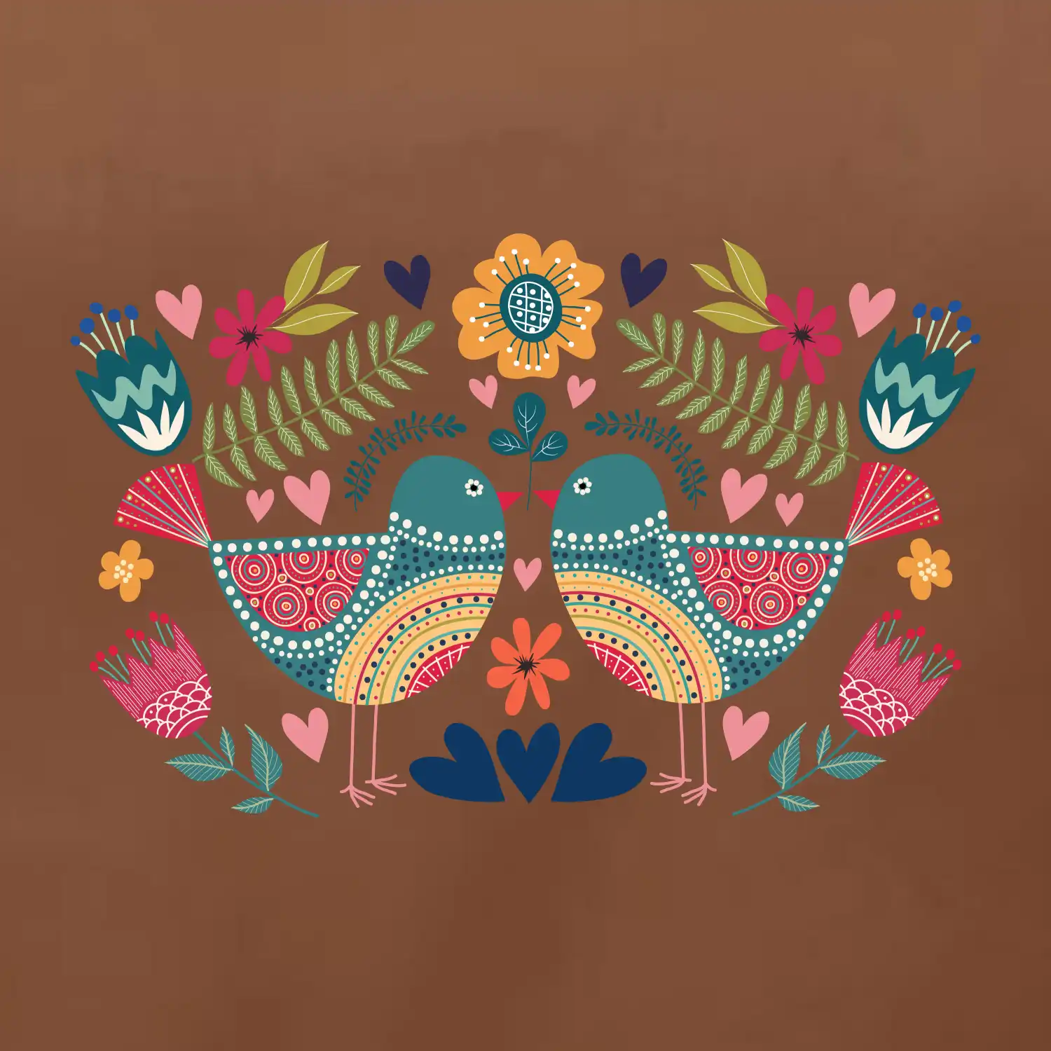 Folklor - dva barevní ptáčci