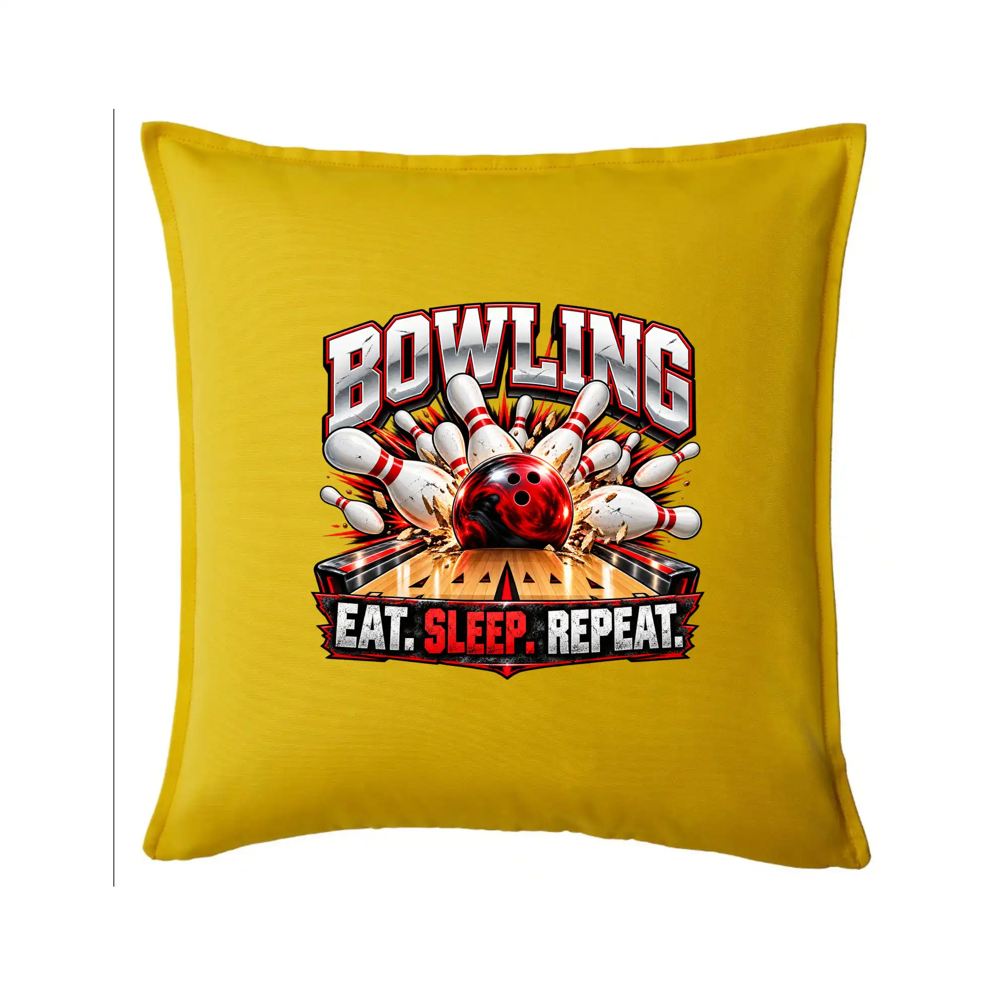 Bowlingová koule a kuželky eat sleep repeat