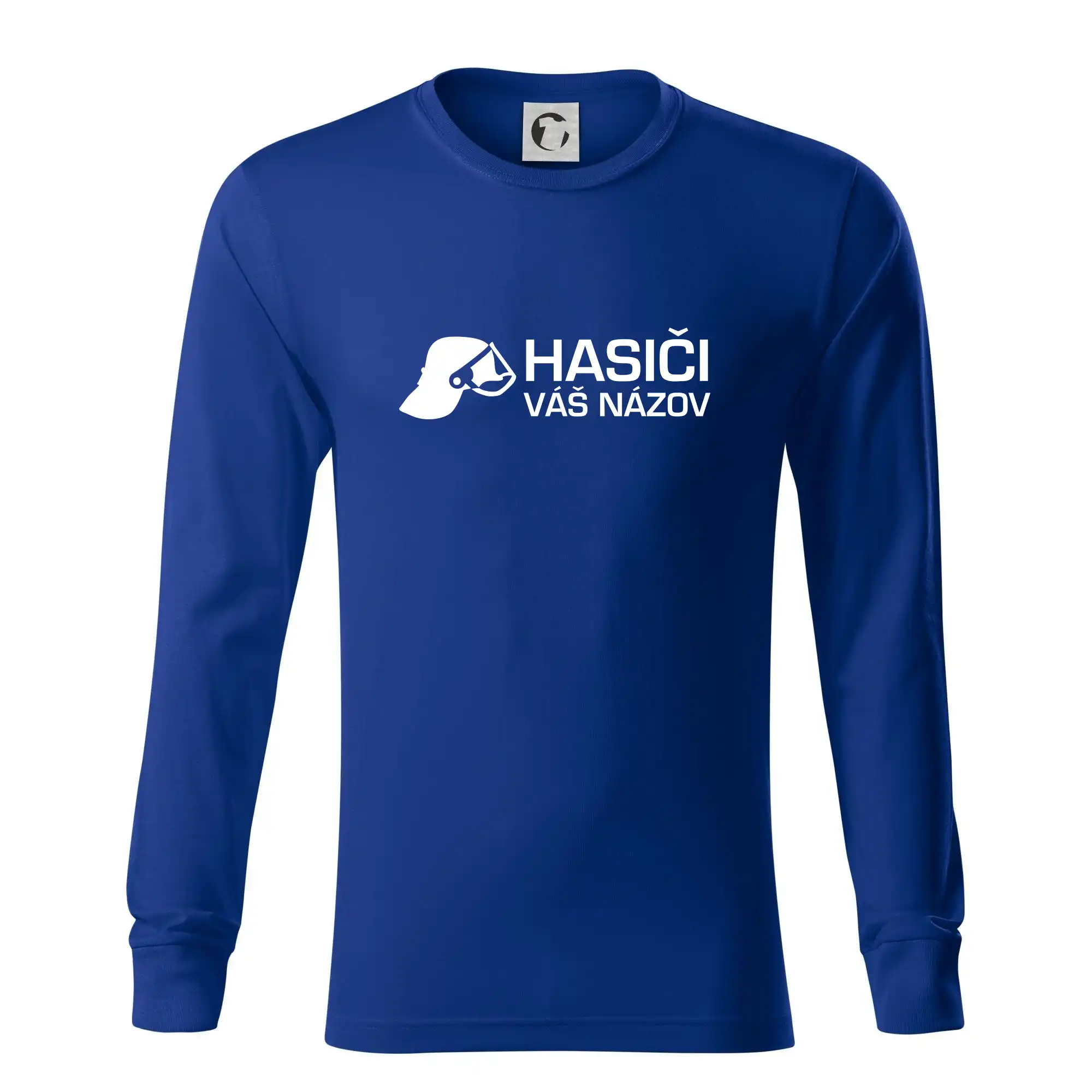 Originálne tričká pre hasičov - Hasiči helma - vlastný nápis - Tričko s dlhým rukávom LS R05