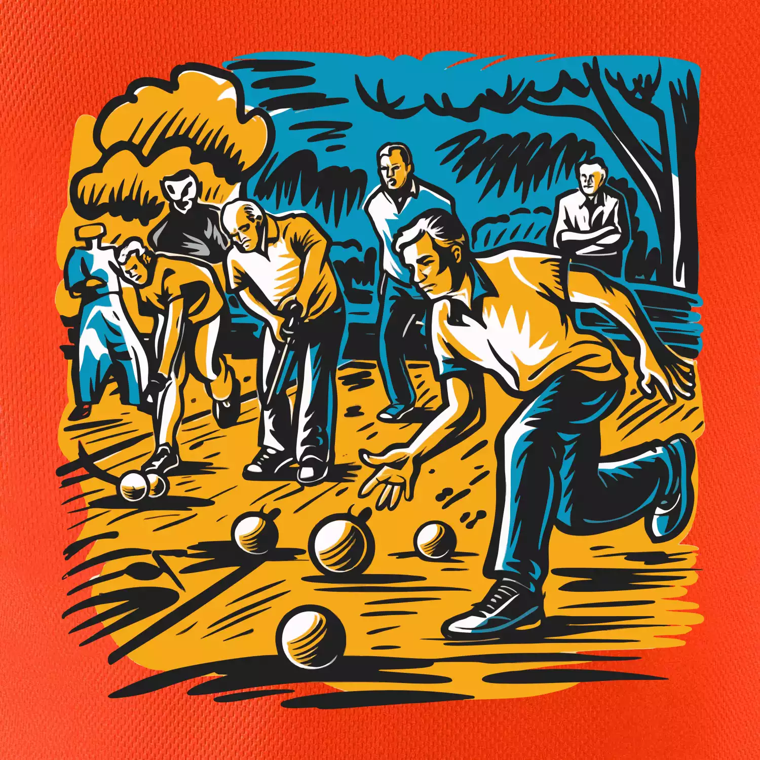 Petanque hra - modro oranžová