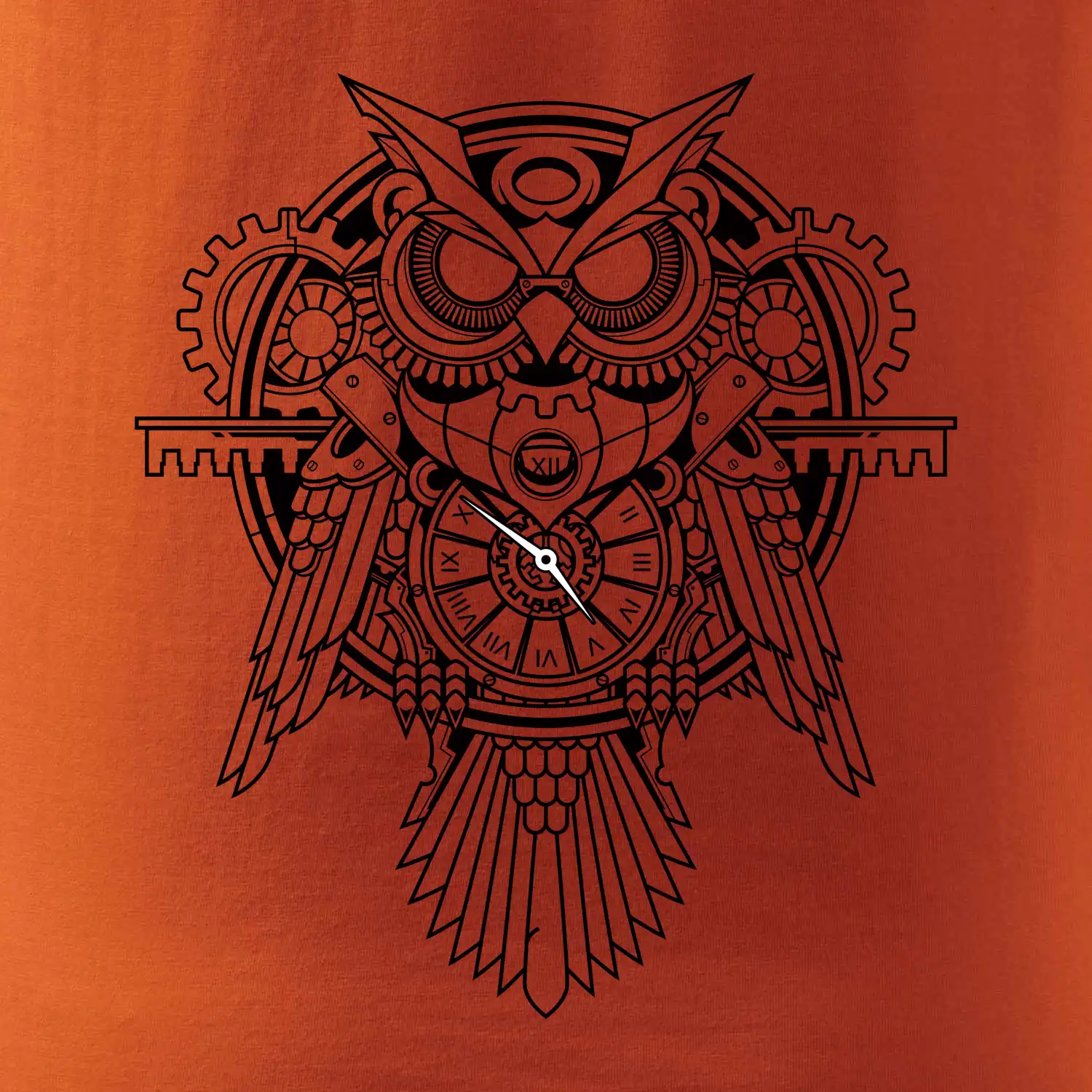 Steampunk sova černobílá