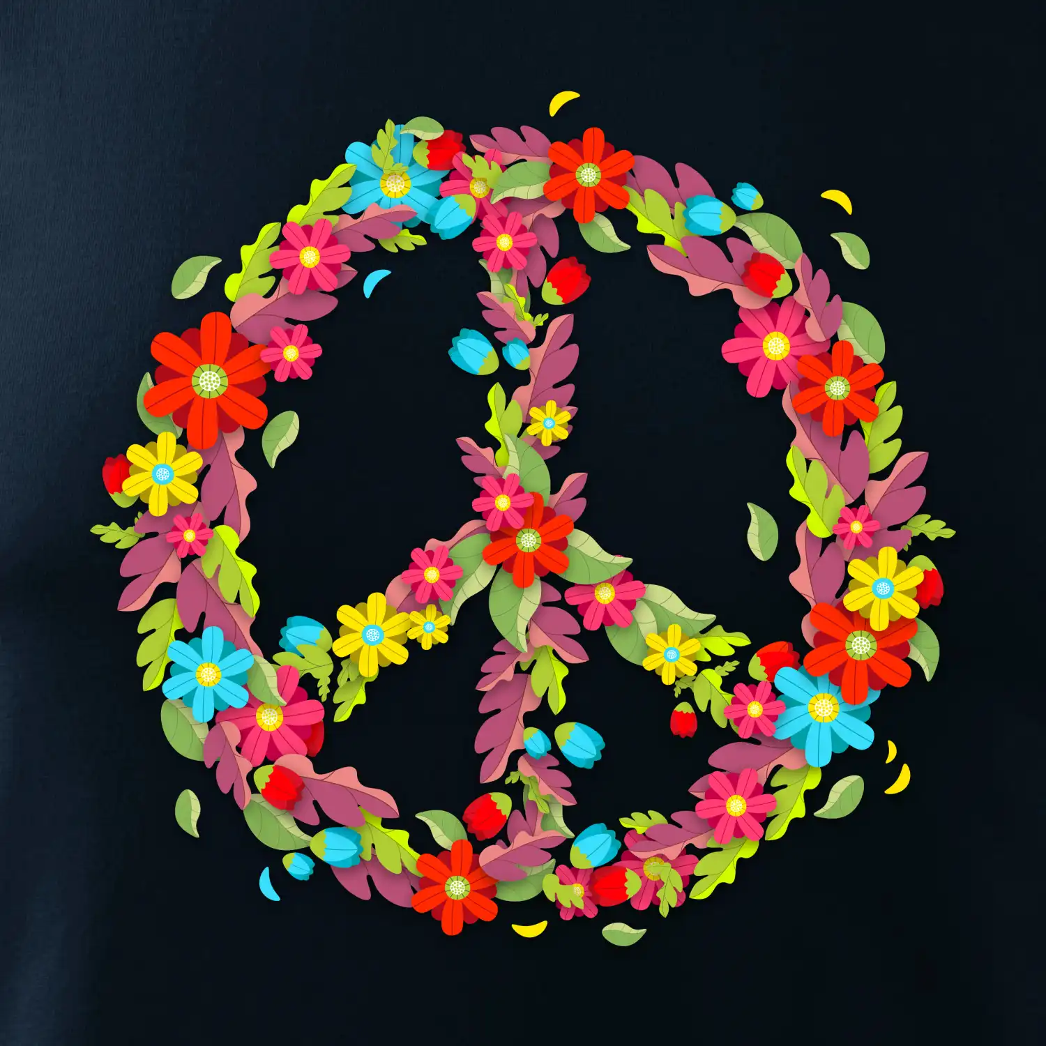 Peace symbol červené květiny