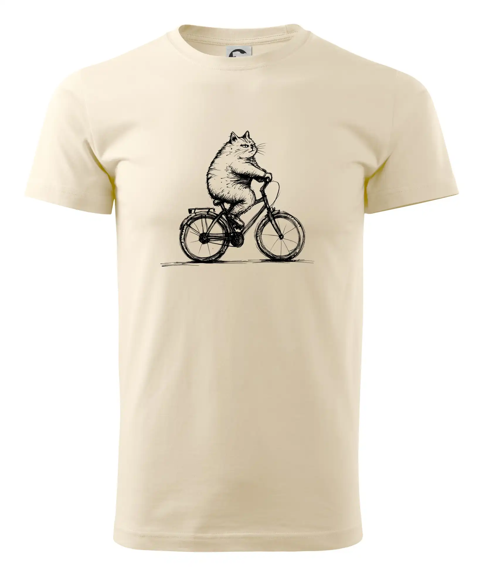 Tričko ako darček pre cyklistu - Tučná mačka na bicykli - Pánske tričko nižšej gramáže