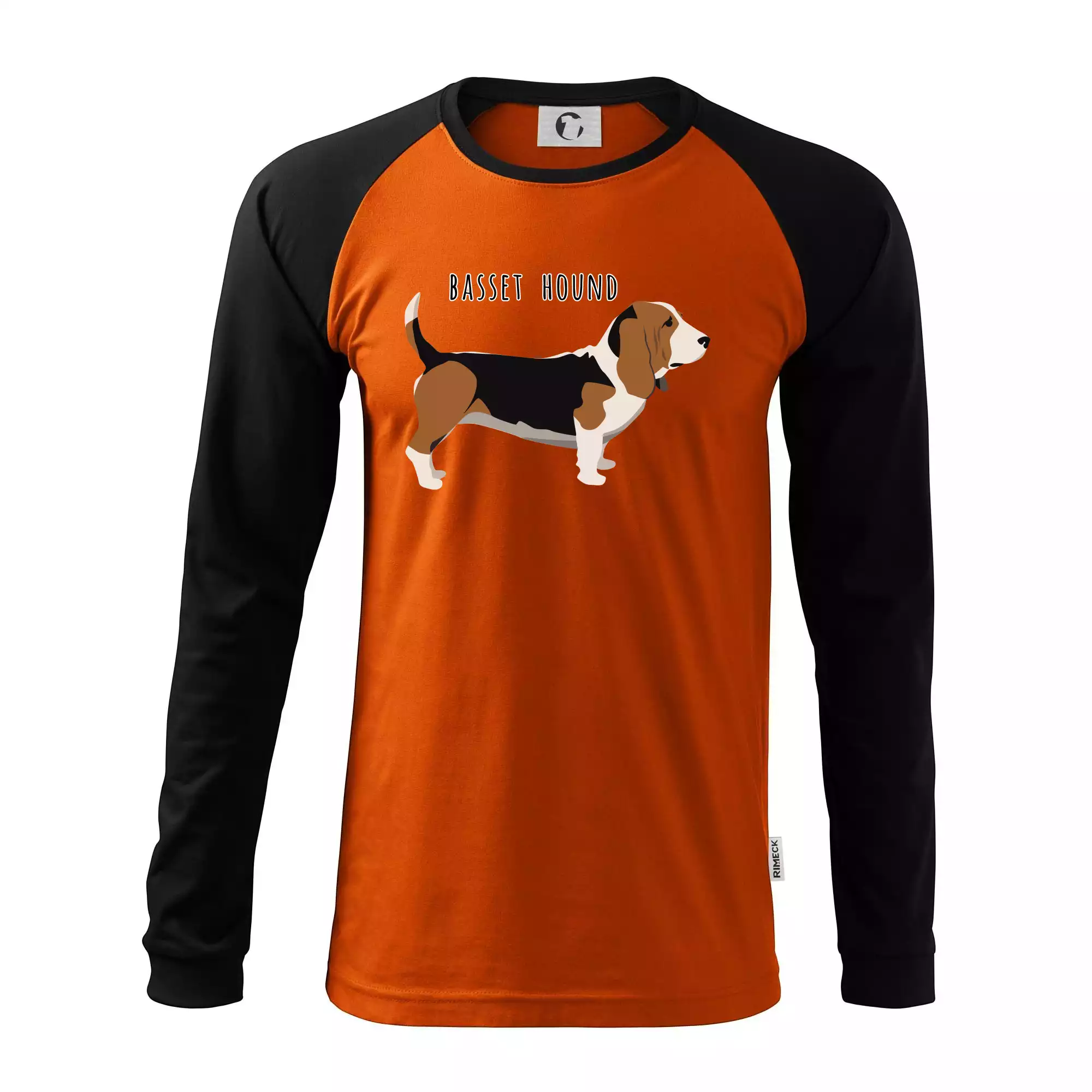 Basset hound pes s nápisem